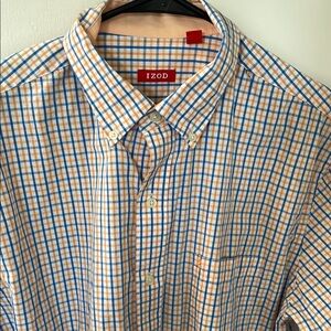 IZOD Men's Checkered Shirt - Blue and Orange